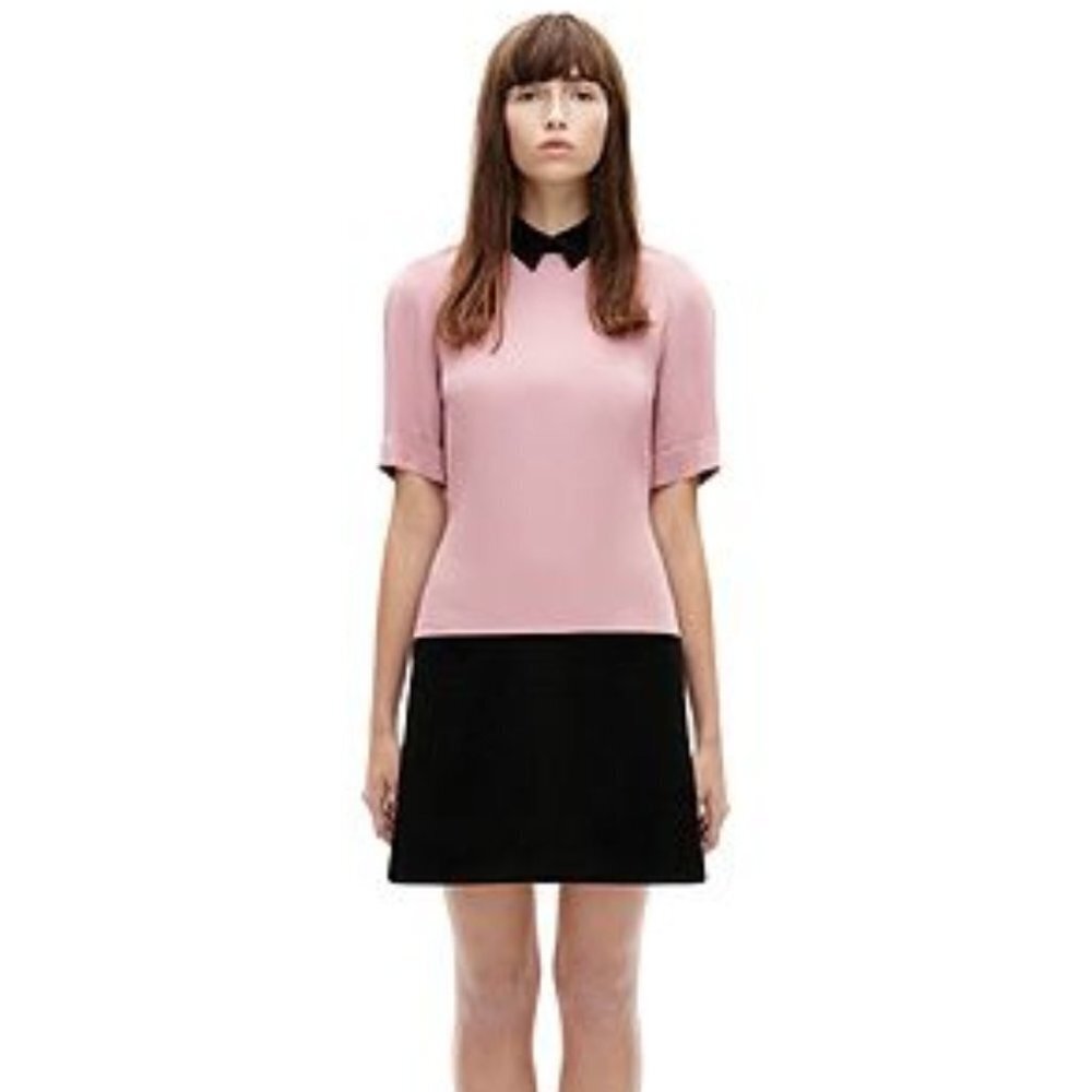 Victoria Beckham Blossom Pink & Black  Contast Collar Mini Dress size 6